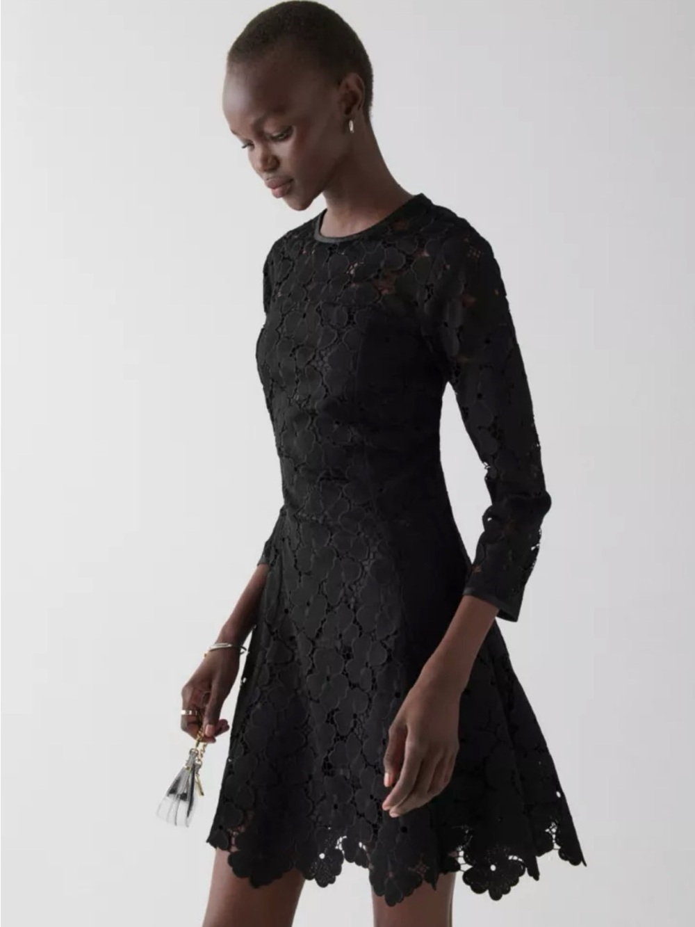kate spade Black Floral Lace Fit-and-Flare Mini Dress Size 14